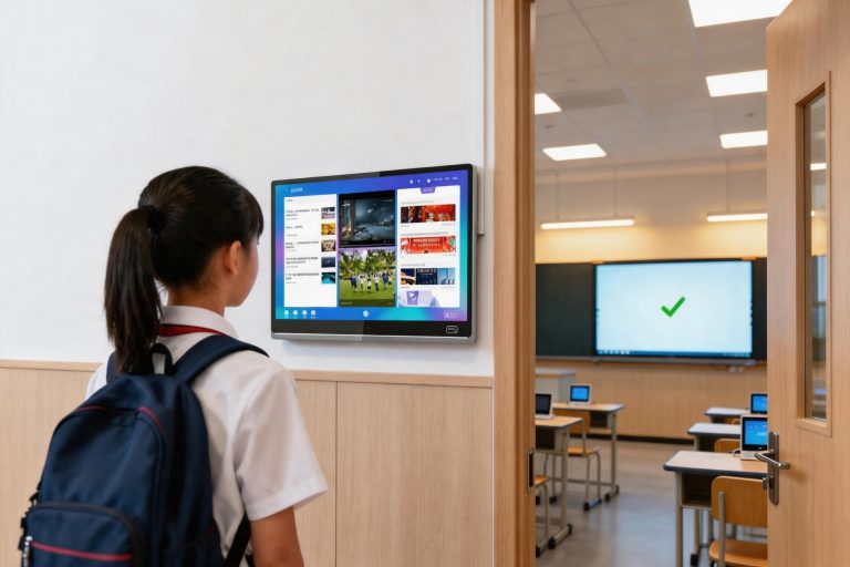 Wall Mount Digital Signage at campus classroom entrance